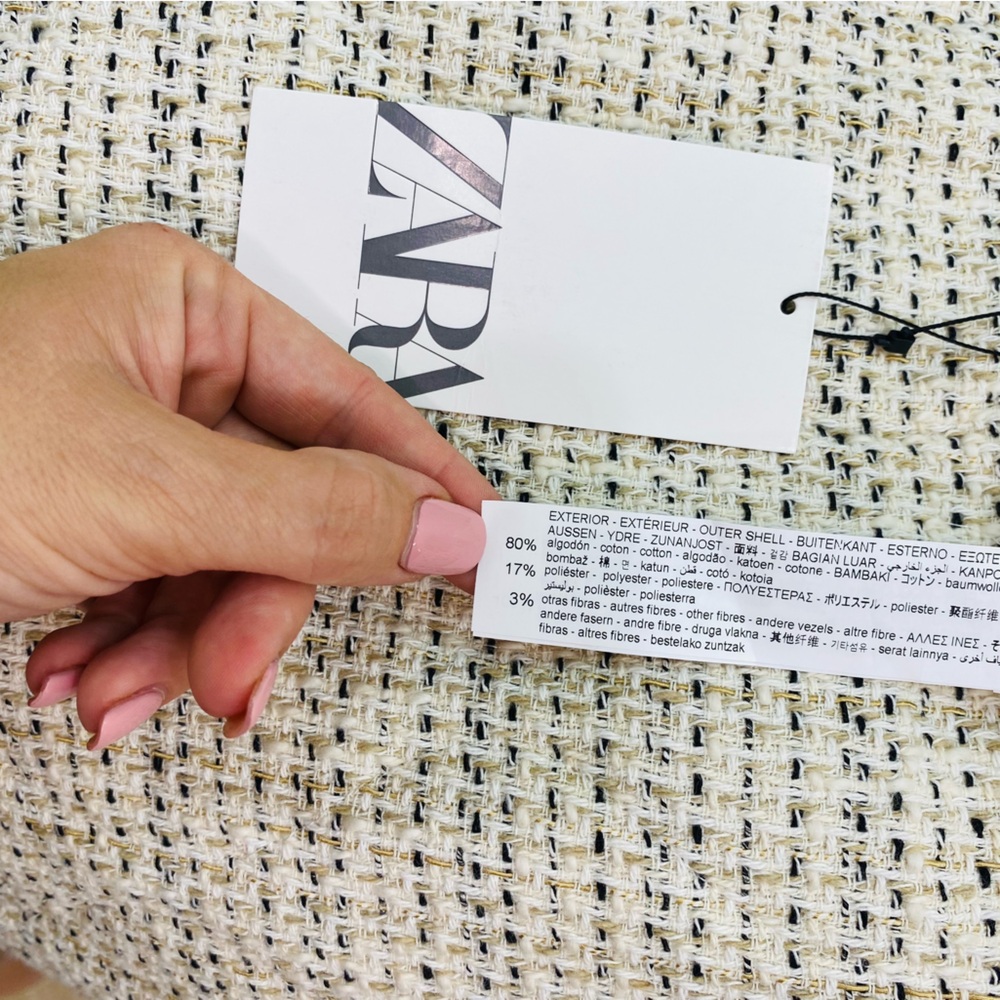 NWT Zara Beige Quilted Tweed Mini Skirt Size Small - Picture 9 of 11
